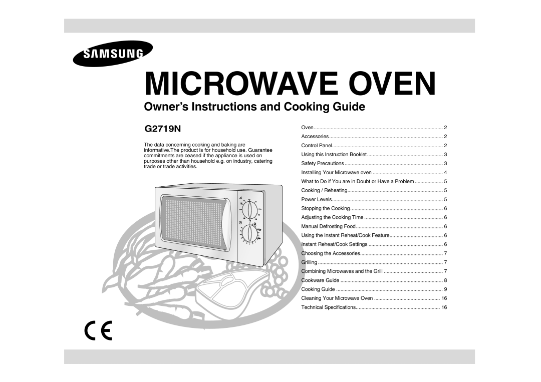 Samsung G2719N/GEN, G2719N/LIB, G2719N/XEH manual Microwave Oven 