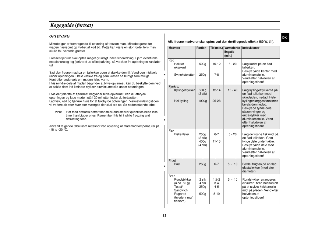 Samsung G2719N/XEE manual Optøning 