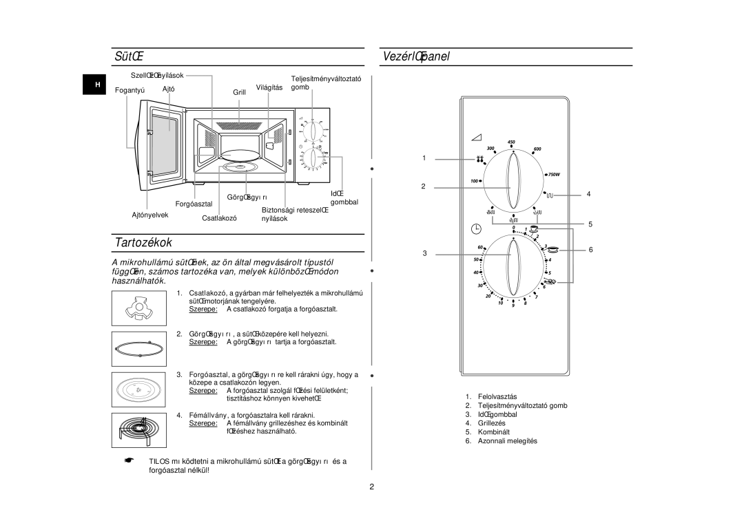 Samsung G2719N/XEH manual SütŒ, Tartozékok, VezérlŒpanel 