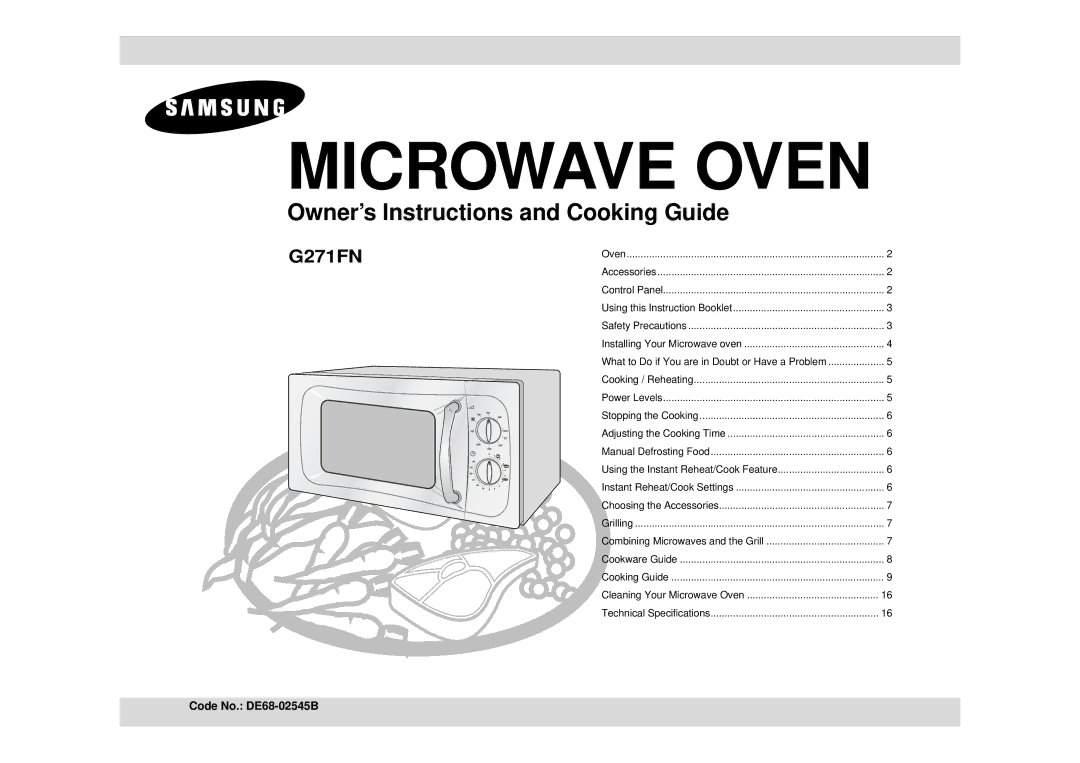 Samsung G271FN/BOL, G271FN/XEF manual Microwave Oven 