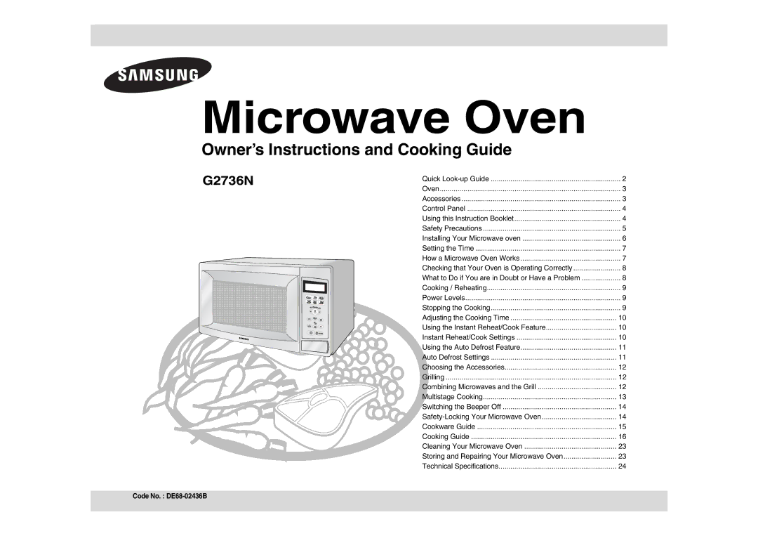 Samsung G2736N/BOL manual Microwave Oven 