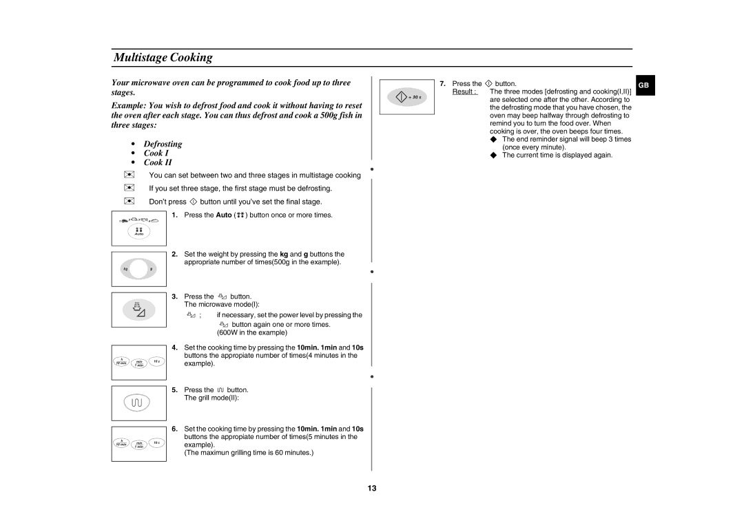 Samsung G2736N/BOL manual Multistage Cooking 