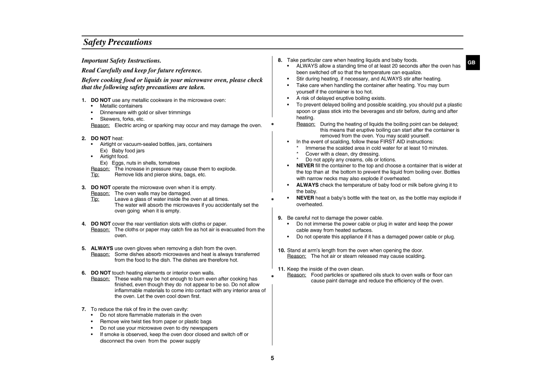 Samsung G2736N/BOL manual Safety Precautions, Do not heat 