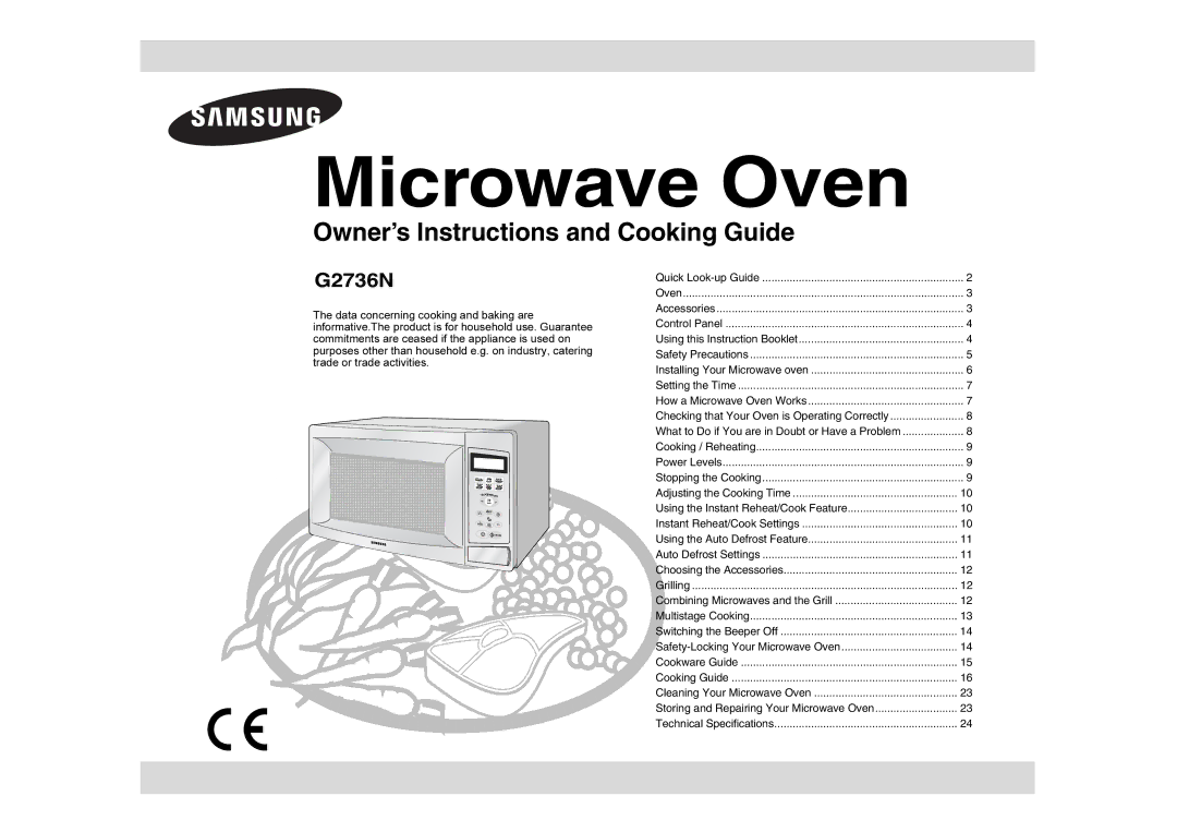 Samsung G2736N/XEH manual Microwave Oven 