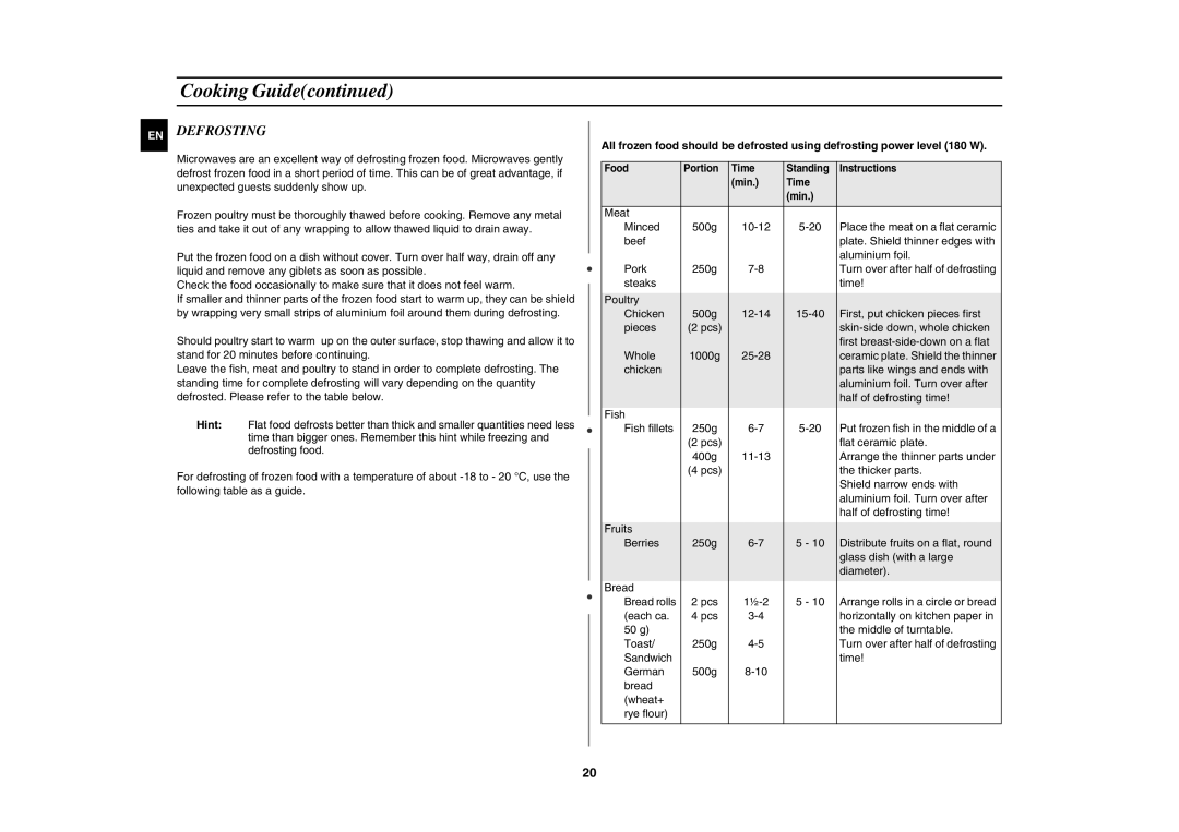 Samsung G2736N/XEH manual Defrosting 