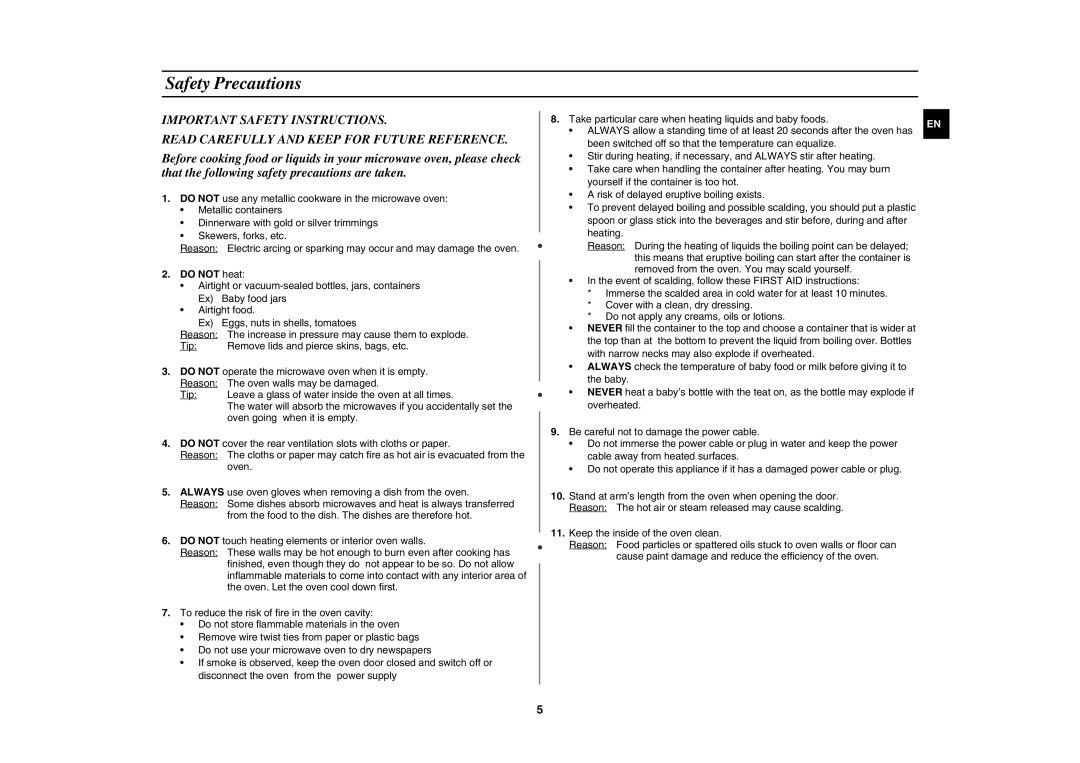 Samsung G2736N/XEH manual Safety Precautions, Do not heat 