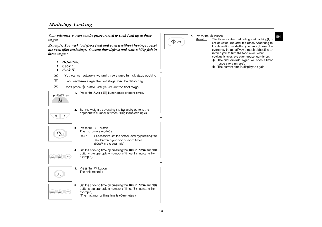 Samsung G2739N/LIB, G2739N-S/XEH, G2739N/XEH manual Multistage Cooking 