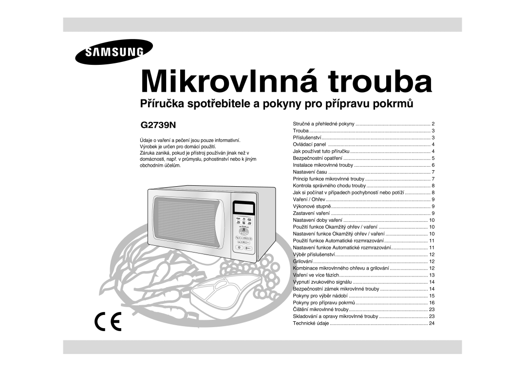 Samsung G2739N/LIB, G2739N-S/XEH manual Mikrovlnná trouba 