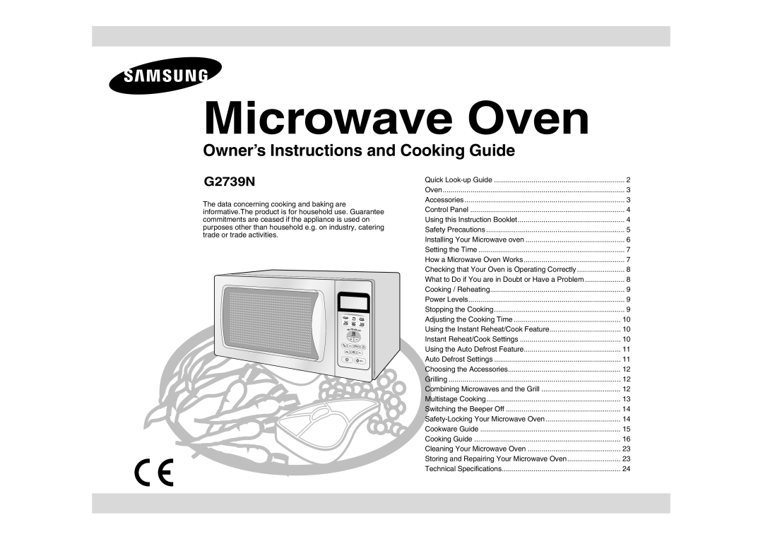 Samsung G2739N technical specifications Microwave Oven 