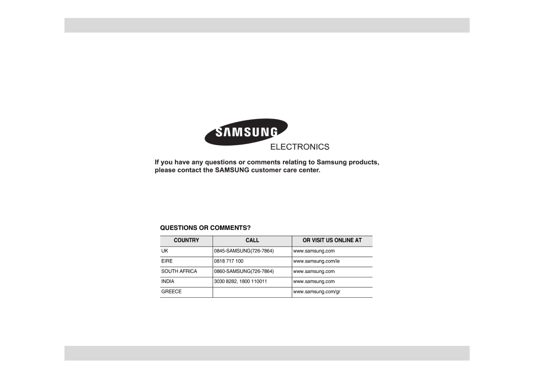 Samsung G273E/BAL manual Questions or COMMENTS? 