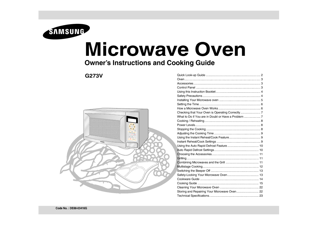 Samsung G273V-S/SLI manual Microwave Oven 