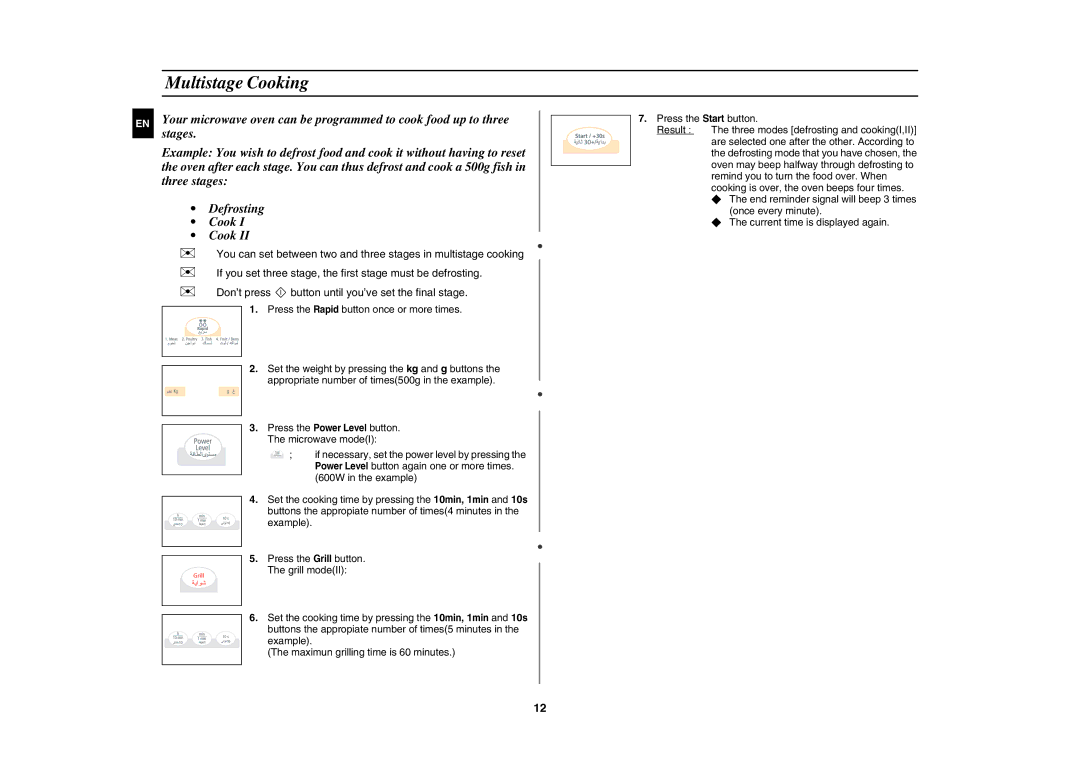 Samsung G273V/FAL, G273V/ZAM, G273V/XSG manual Multistage Cooking 