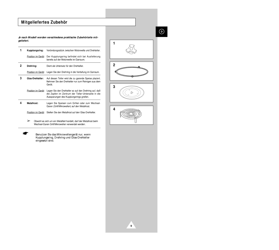 Samsung G633C-1(SSW) manual Mitgeliefertes Zubehör 