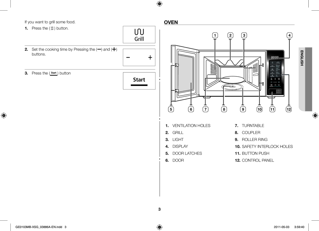 Samsung GE0103MB/FAL manual Oven 