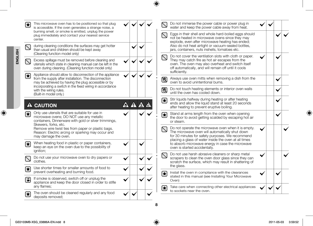 Samsung GE0103MB/FAL manual English 