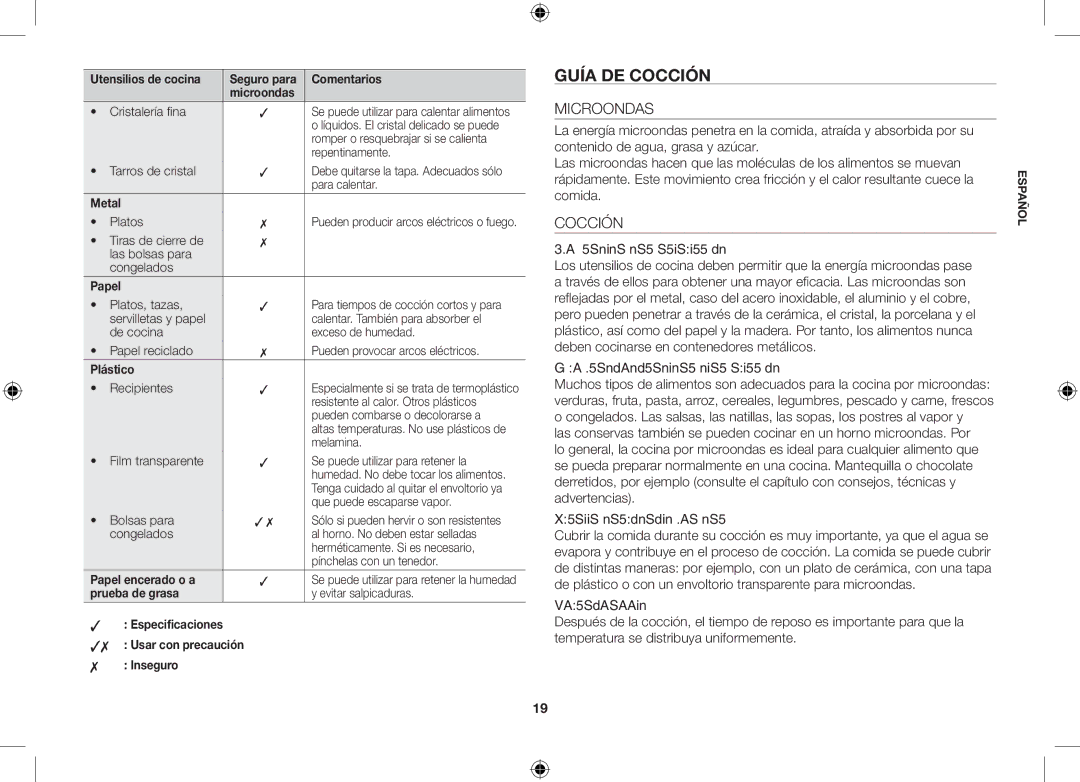 Samsung GE106V-S/XEC manual Guía de cocción, Microondas, Cocción, Utensilios para la cocción por microondas 