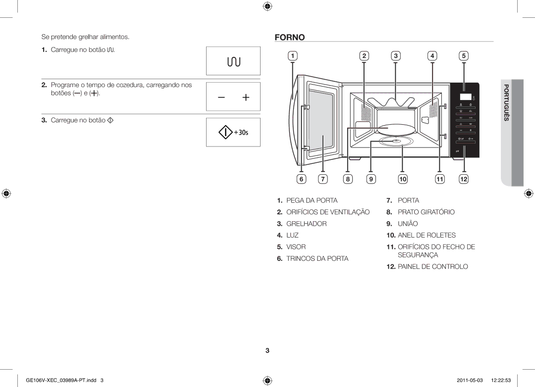 Samsung GE106V-S/XEC manual Forno 