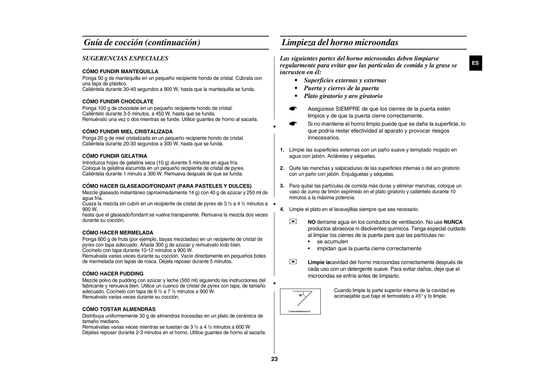 Samsung GE107Y/XEC manual Limpieza del horno microondas, Sugerencias Especiales, Remuévalo varias veces durante su cocción 