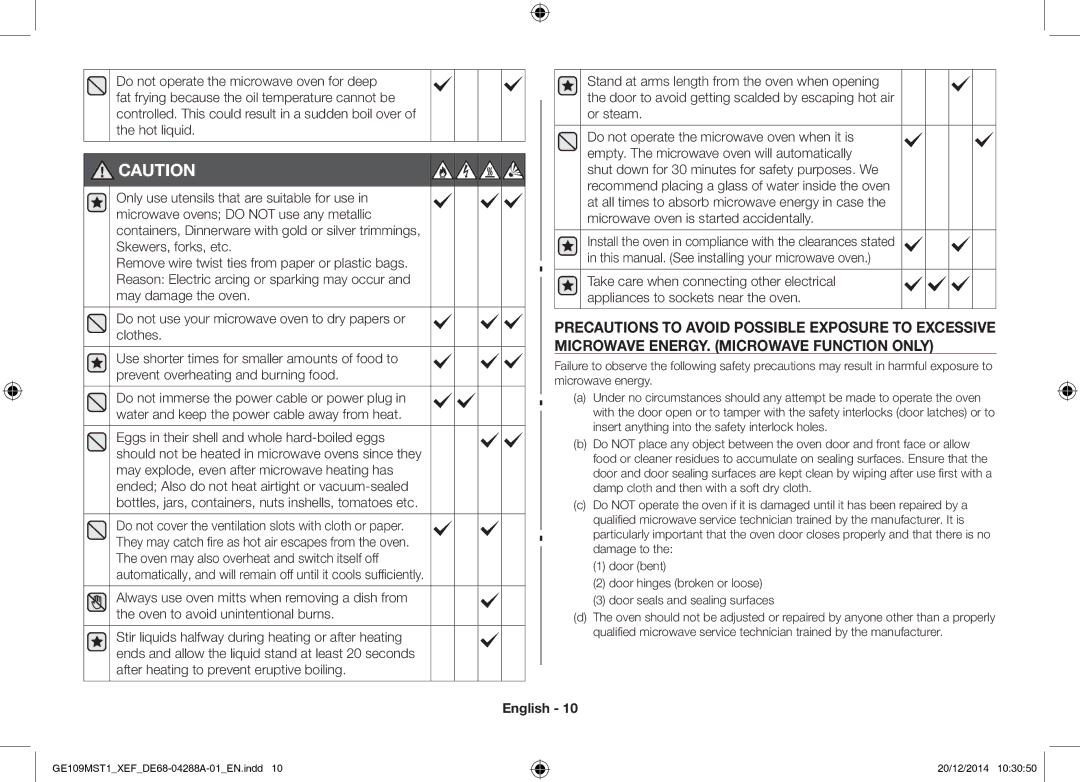 Samsung GE109MST1/XEF manual English 