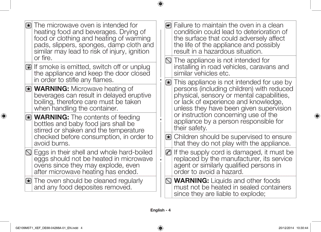 Samsung GE109MST1/XEF manual English 