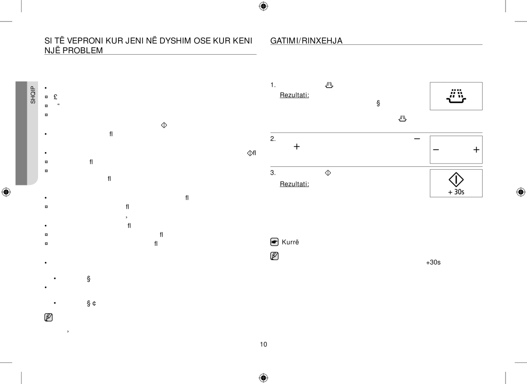 Samsung GE109MST-R/XSG, GE109MST/XSG manual SI TË Veproni KUR Jeni NË Dyshim OSE KUR Keni NJË Problem, Gatimi/Rinxehja 