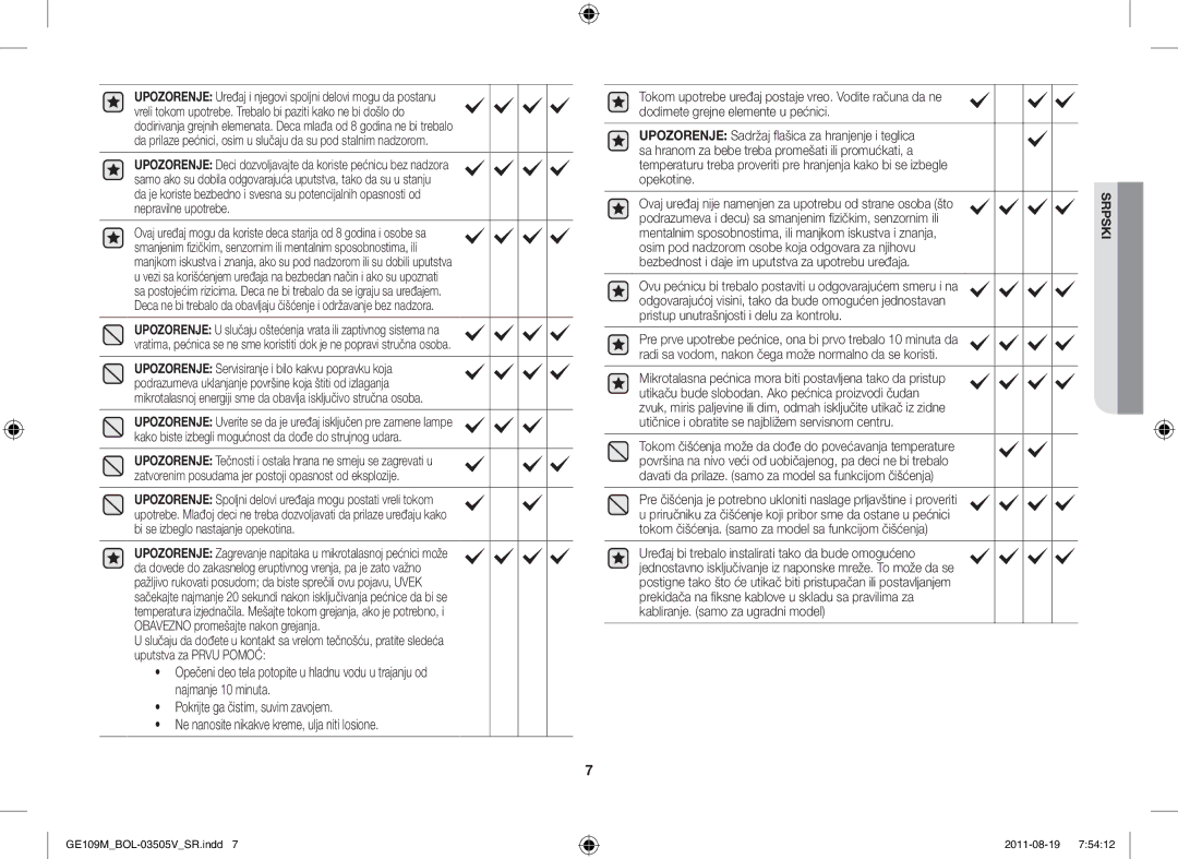 Samsung GE109MST/BOL, GE109MST/XSG, GE109MST/ZAM, GE109MST-R/XSG Podrazumeva i decu sa smanjenim fizičkim, senzornim ili 