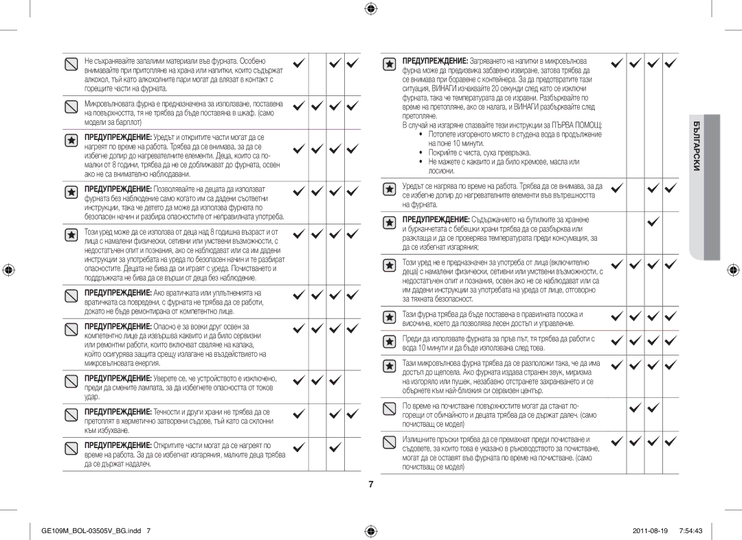 Samsung GE109MST/BOL, GE109MST/XSG, GE109MST/ZAM, GE109MST-R/XSG manual Български 