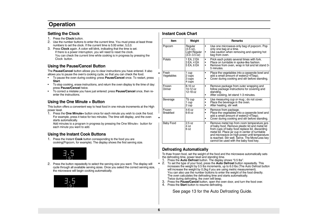 Samsung GE614ST-B/ZAM manual Operation 