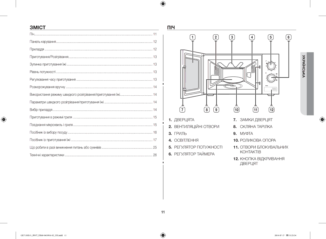 Samsung GE711KR-L/BWT manual Зміст, Піч 