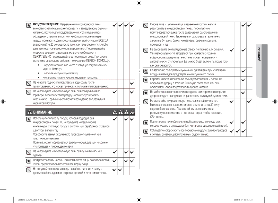 Samsung GE711KR-L/BWT manual Как она охладится, Не закрывайте вентиляционные отверстия тканью или бумагой 