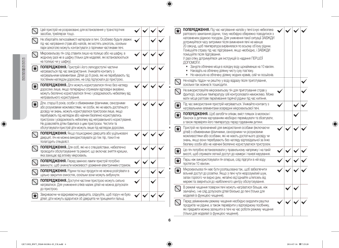 Samsung GE712KR/BWT, GE711KR/BWT, GE713KR/BWT manual Українська 