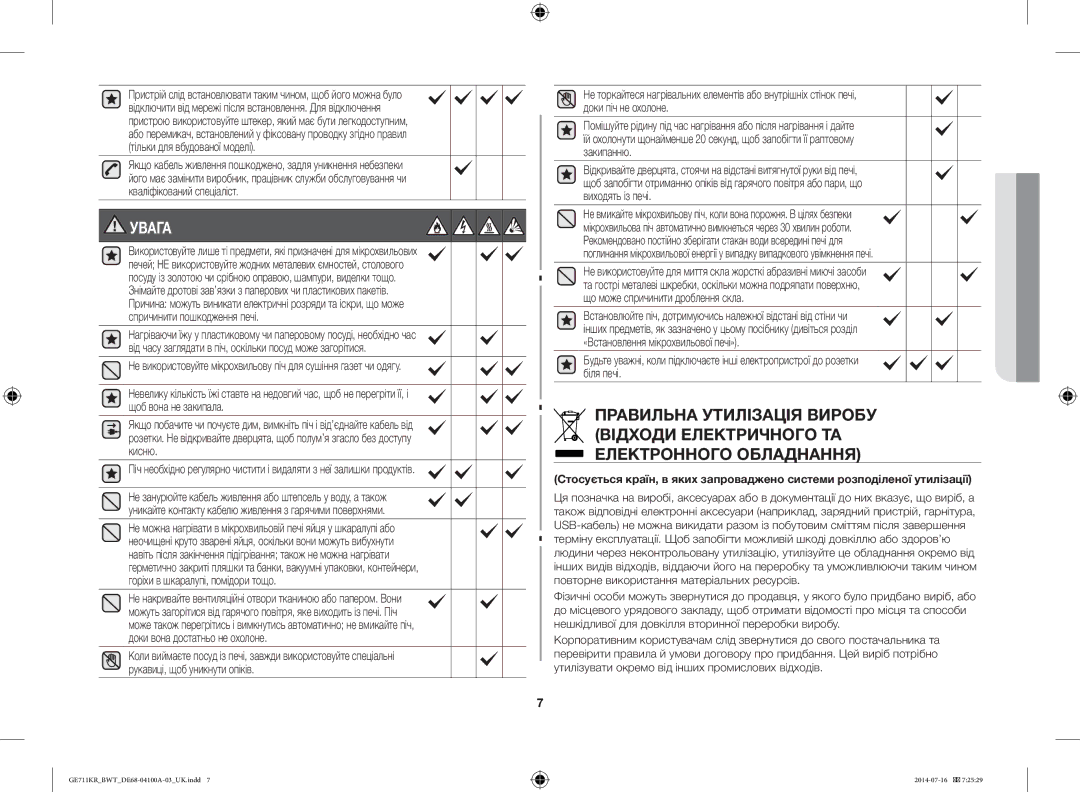 Samsung GE713KR/BWT, GE711KR/BWT, GE712KR/BWT manual Доки піч не охолоне, Виходять із печі 