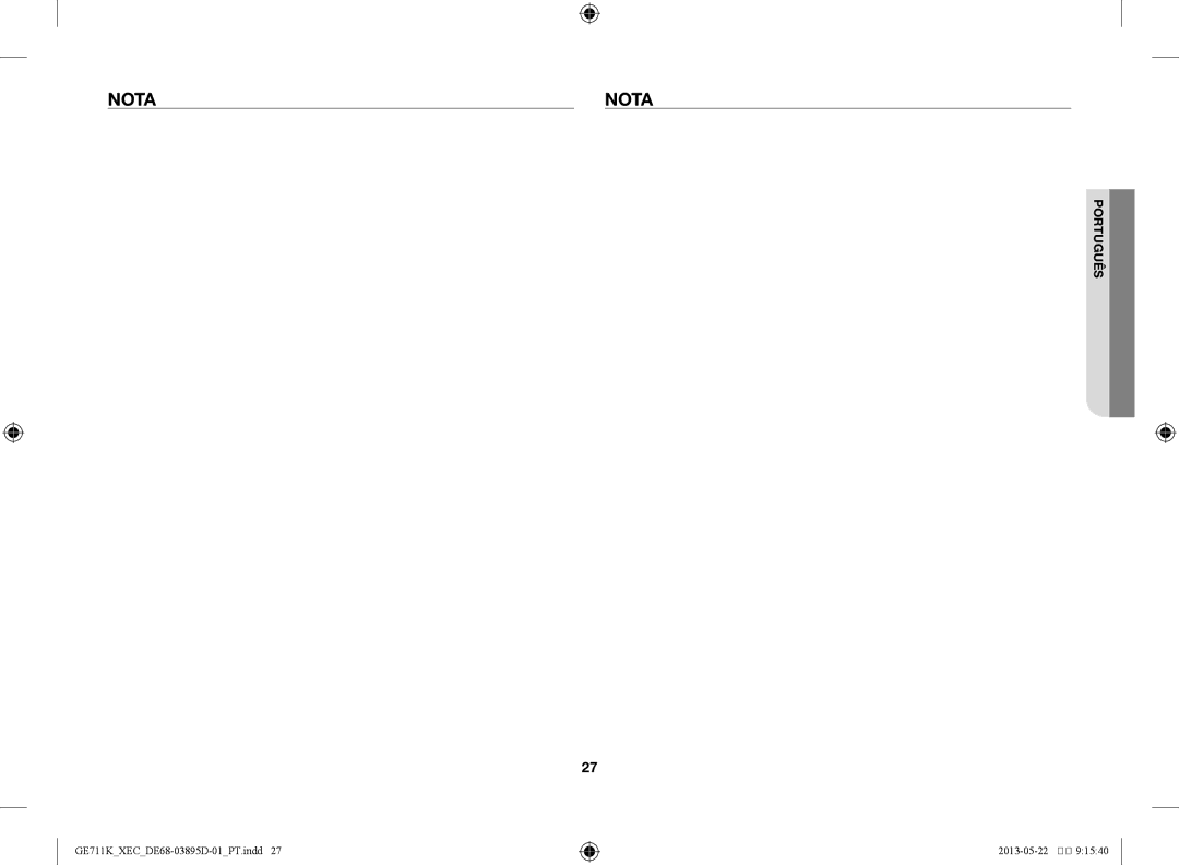 Samsung GE711K/XEC manual Nota 