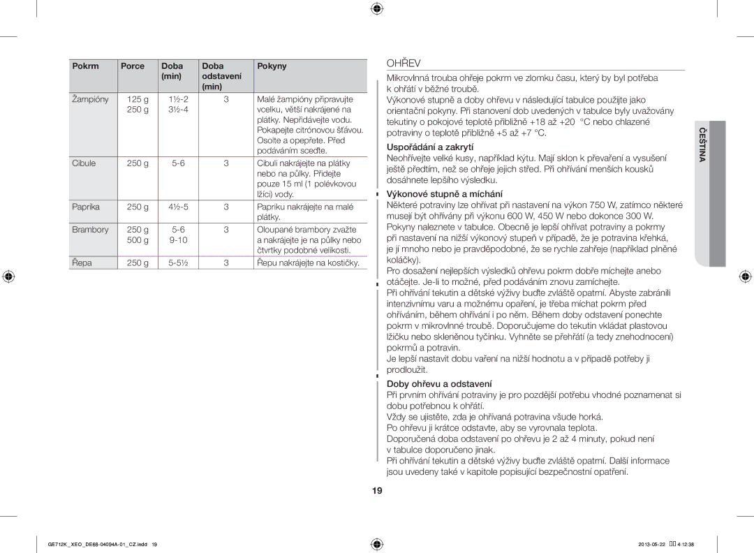 Samsung GE711K/XEO manual Ohřev, Osolte a opepřete. Před, Podáváním sceďte, Čtvrtky podobné velikosti, Řepa 250 g 