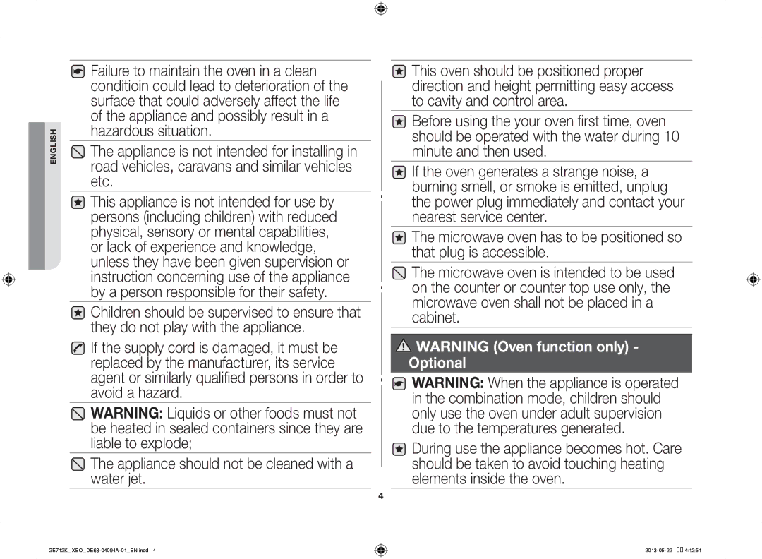 Samsung GE711K/XEO manual English 