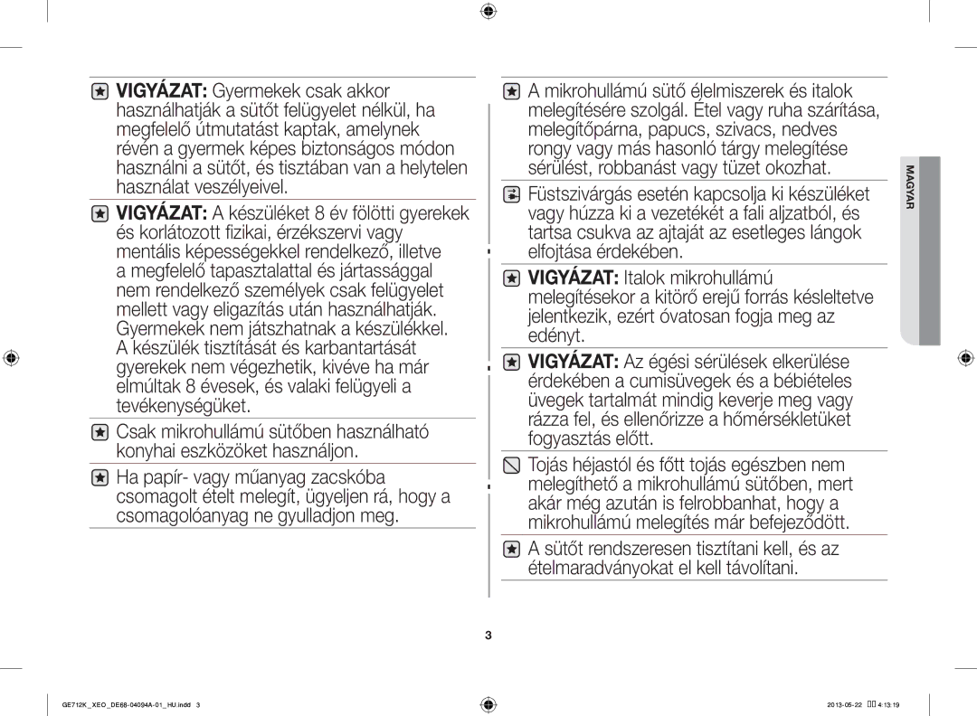 Samsung GE711K/XEO manual Magyar 