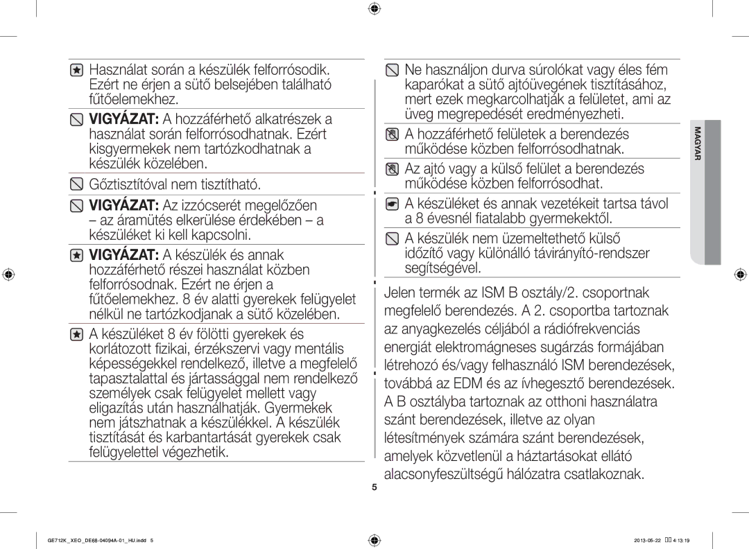 Samsung GE711K/XEO manual Magyar 