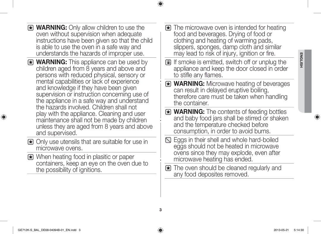 Samsung GE712K-S/BAL manual English 