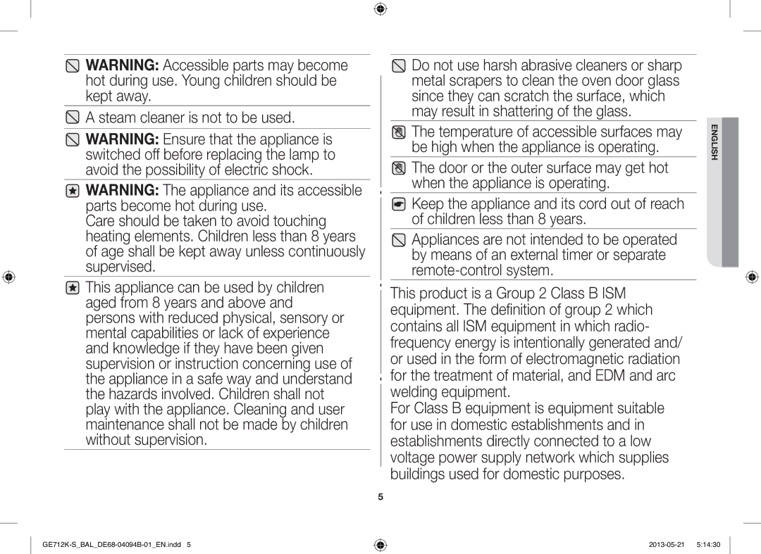 Samsung GE712K-S/BAL manual English 