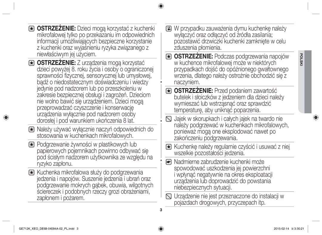 Samsung GE712K-S/XEO manual Polski 