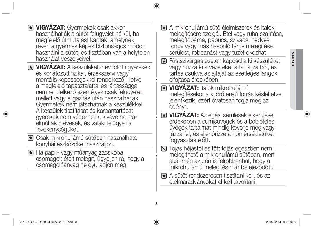 Samsung GE712K-S/XEO manual Magyar 