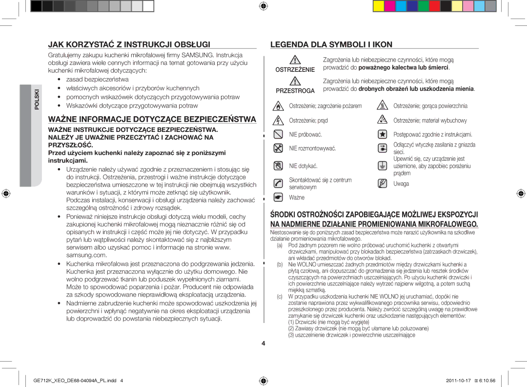 Samsung GE712K/XEO manual Jak korzystać z instrukcji obsługi, Ważne informacje dotyczące bezpieczeństwa 