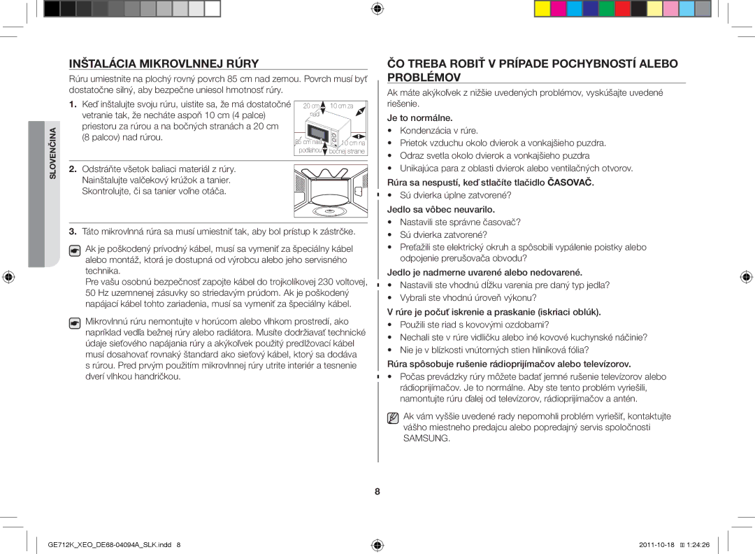 Samsung GE712K/XEO manual Problémov 