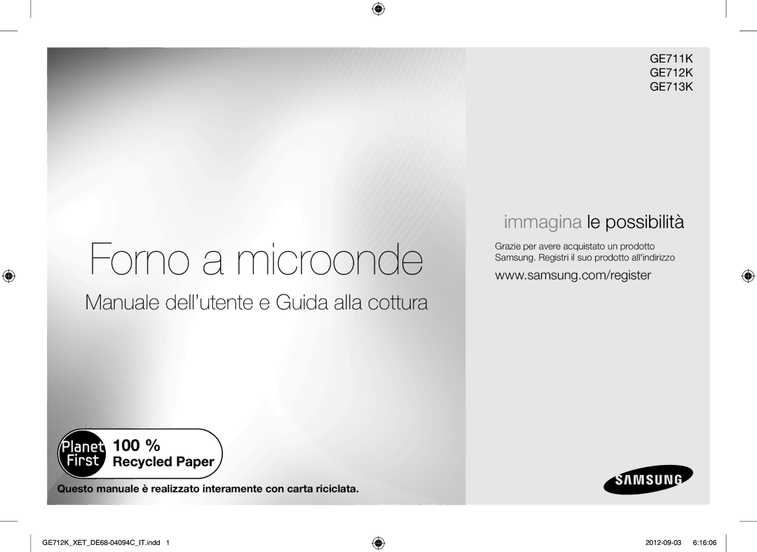 Samsung GE712K/XET manual Forno a microonde 