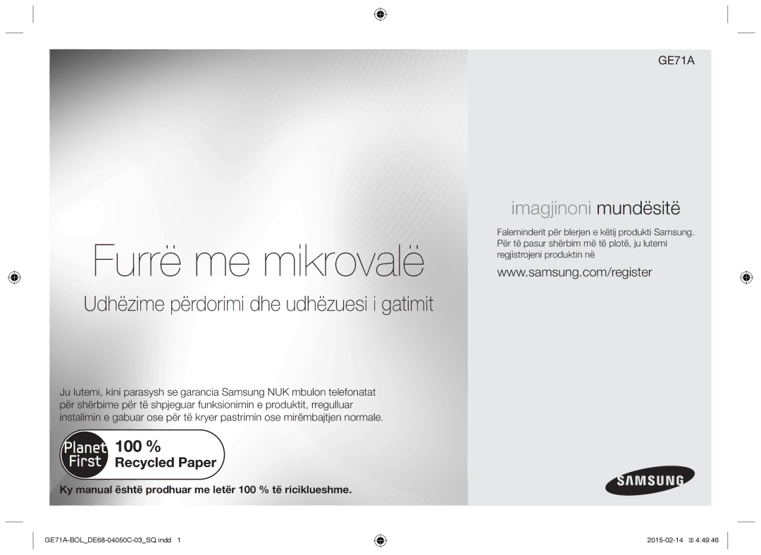 Samsung GE71A/BOL, GE71A/XEO manual Furrë me mikrovalë 