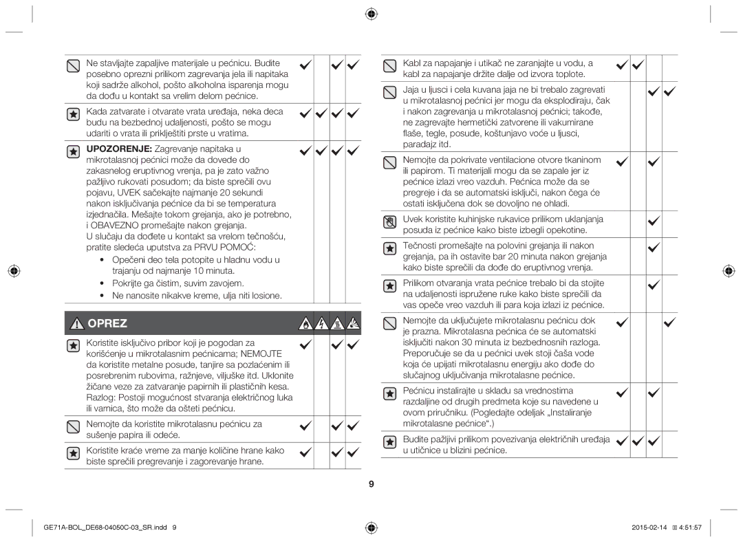 Samsung GE71A/BOL, GE71A/XEO manual Flaše, tegle, posude, koštunjavo voće u ljusci, Paradajz itd 