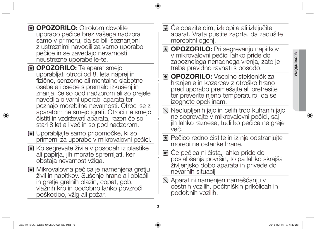 Samsung GE71A/BOL, GE71A/XEO manual Slovenščina 