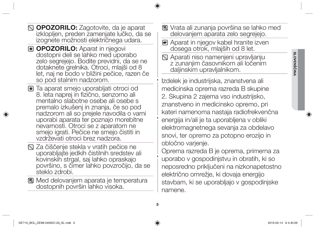 Samsung GE71A/BOL, GE71A/XEO manual Slovenščina 