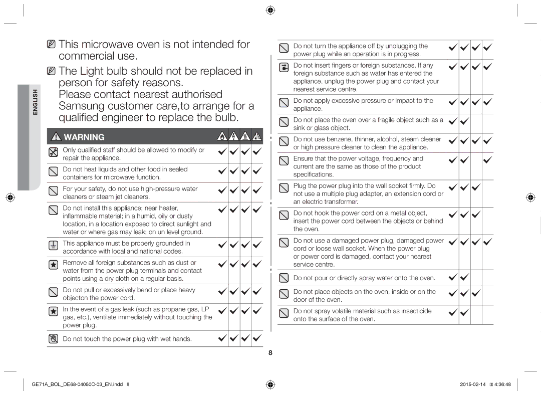 Samsung GE71A/XEO, GE71A/BOL manual English 