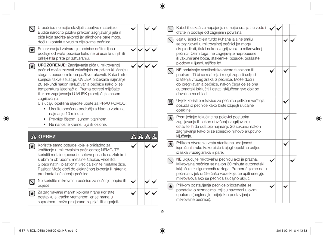 Samsung GE71A/BOL, GE71A/XEO manual Oprez 